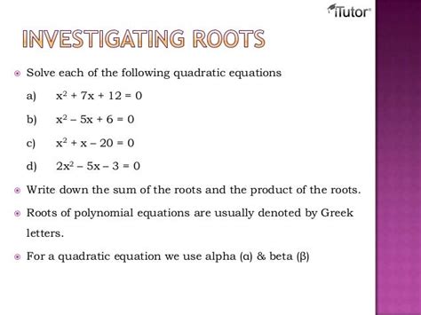 Roots Of Quadratic Equations