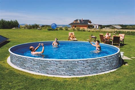 Long Life Steel Framed Stone Effect Above Ground Swimming Pool 5m