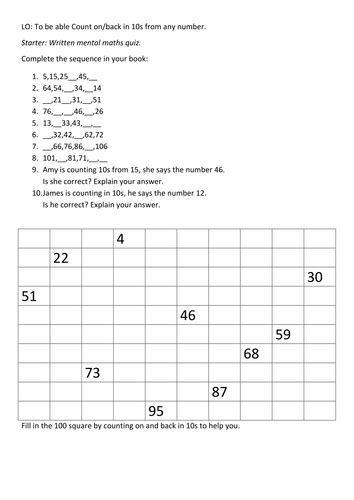 Counting in 10s Worksheet | Teaching Resources