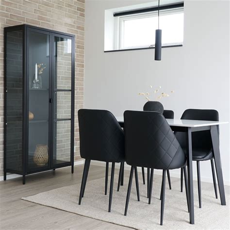 Ensemble Table Repas Cm Blanche Et Chaises En Pu Noir Kongas