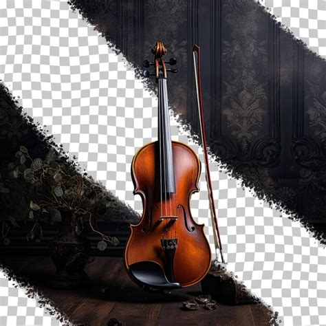 Violino Tradicional Arco Em Fundo Transparente Escuro PSD Premium