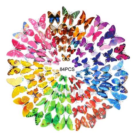 84pcs Mariposas Decorativas Pegatina Pared 3d Calcomanía Meses sin