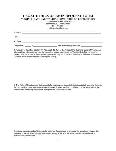 Virginia Legal Ethics Opinion Request Form Fill Out Sign Online And