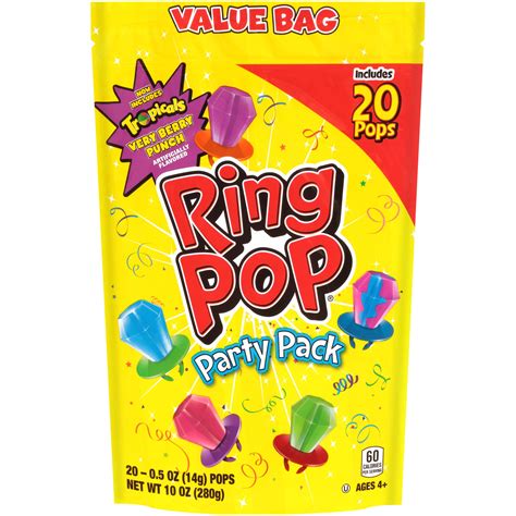 Ring Pop Assorted Flavor Lollipop Suckers 05 Oz 20 Count Walmart