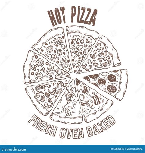 Pizza Hand Written Lettering Logo Label Badge Cartoon Vector