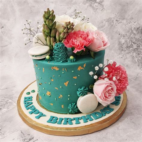 Green Floral Birthday Cake Floral Themed Cake Floral Cakes For