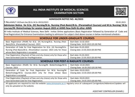 Aiims Delhi Bsc Nursing Post Basic Nursing Paramedical Courses