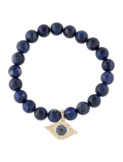 Sydney Evan K Sodalite Sapphire Diamond Evil Eye Charm Bracelet