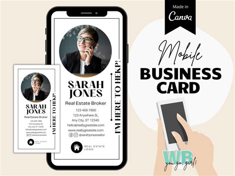 Digital Business Card Canva Template Virtual Business Card Real