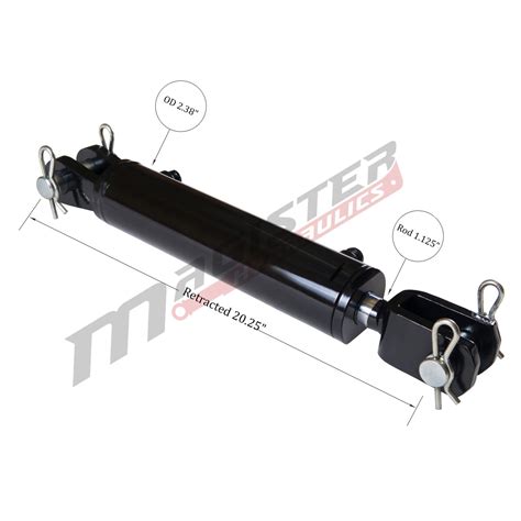 2 Bore X 10 Stroke Hydraulic Cylinder Ag Clevis Double Acting Cylinder Magister Hydraulics