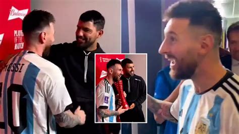 Lionel Messi's face lit up when he saw Sergio Aguero during the 'Player ...