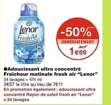 Promo Adoucissant Ultra Concentré Fraîcheur Matinale Fresh Air lenor