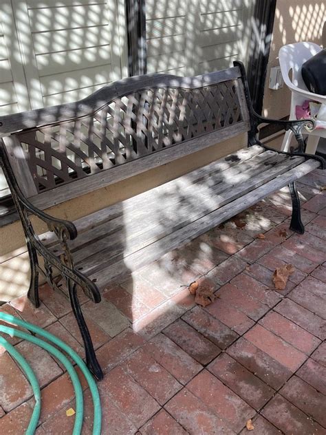 Cast Iron And Wood Slat Garden Patio Bench