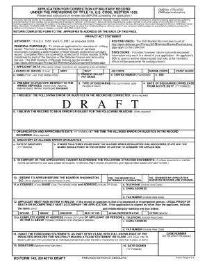 Fillable Online Dd Form Application For Correction Of Military