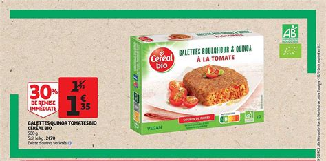 Offre Galettes Quinoa Tomates Bio C R Al Bio Chez Auchan