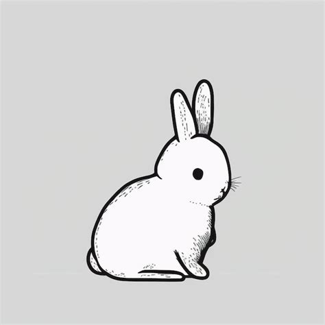 Premium Photo | A drawing of a rabbit sitting on a gray surface ...