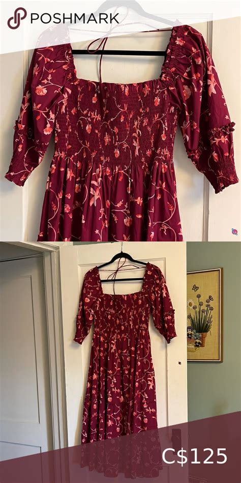 Hill House Nesli Nap Dress In Burgundy Botanical House On A Hill Plus