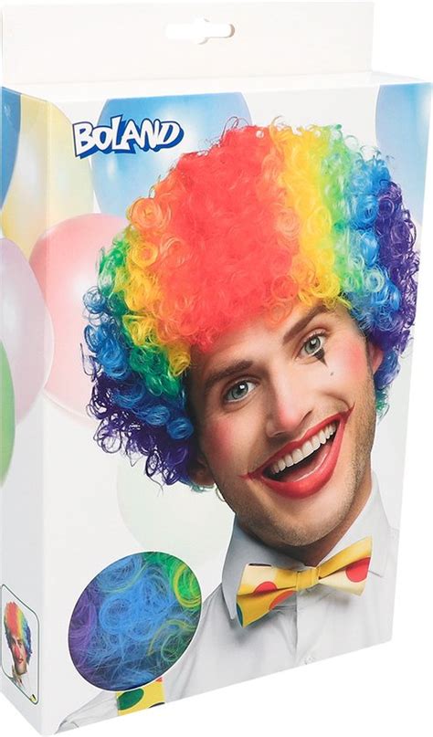 Boland Pruik Clown Curly Veelkleurig Multi Afro Kort Unisex