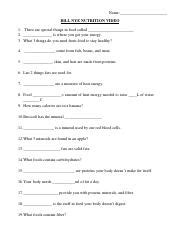 Bill Nye Nutrition Worksheets