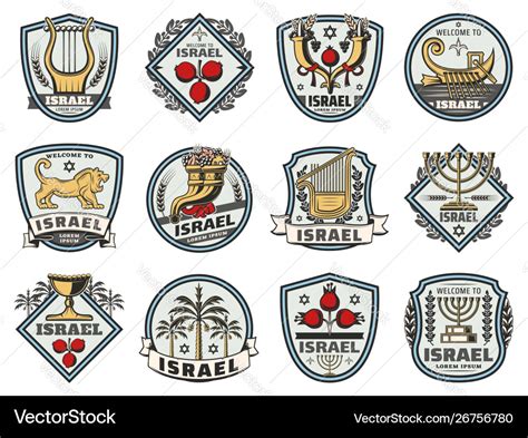 Israel Symbols Jewish Religious And Judaism Signs Vector Image