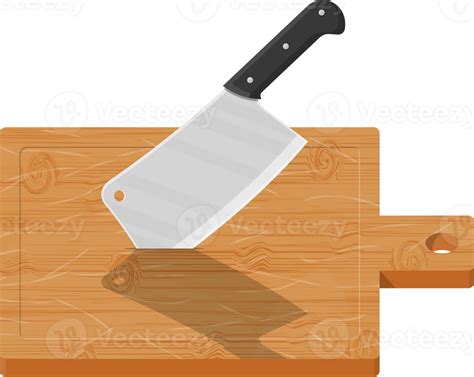 Wooden Cutting Board And Kitchen Knife 35773654 PNG