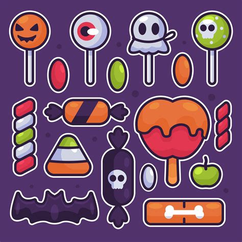 Halloween Candy Stickers Collection 3318145 Vector Art at Vecteezy