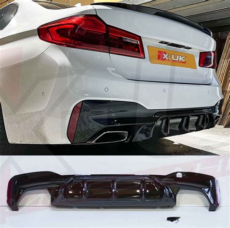 BMW 5 Series 2017 2019 G30 M5 Style Gloss Black Rear Diffuser Valance