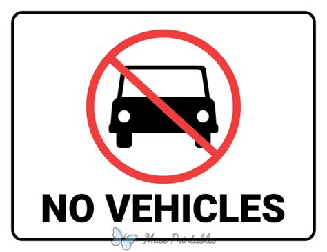 Printable No Vehicles Sign