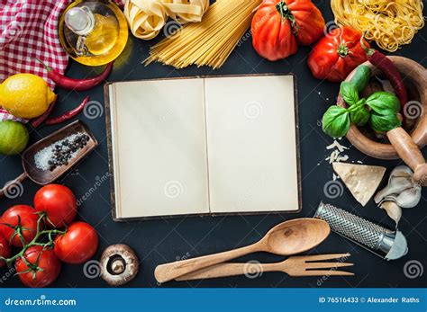 Italian Food Ingredients On Slate Background Stock Image Image Of