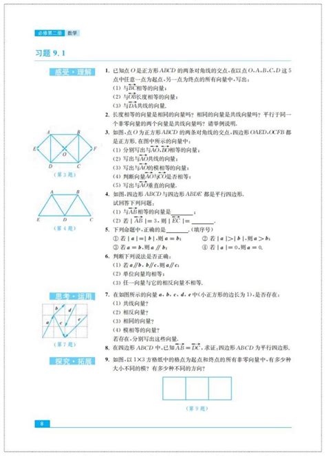 91 向量概念2019年审定苏教版高中数学必修二高中课本 中学课本网