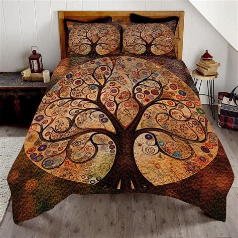 Amazon Tree Of Life Quilt Bedding Set White Gold And Black