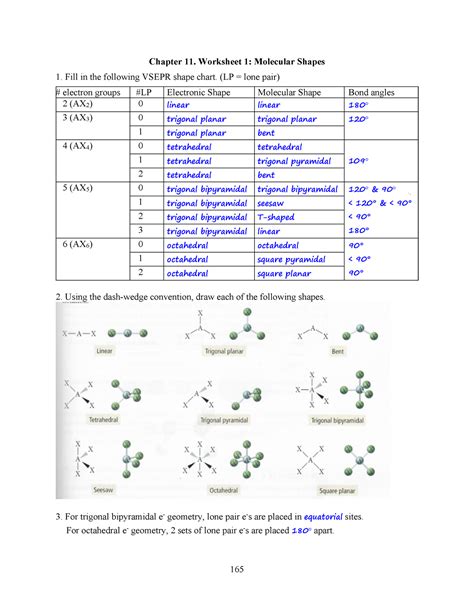 Shapes Of Molecules Worksheet