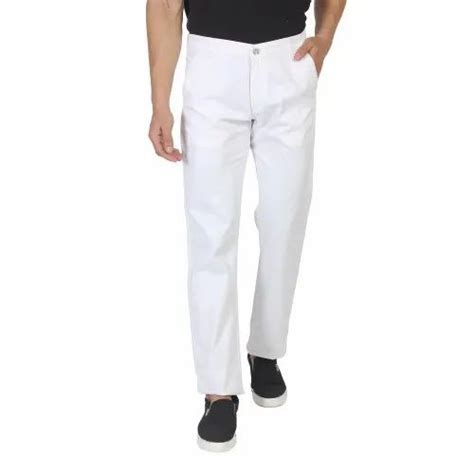 Casual Mens Plain White Cotton Pants 28 36 At Rs 550 In New Delhi Id