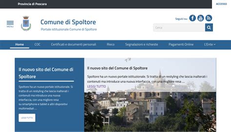 On Line Il Nuovo Sito Istituzionale Del Comune Di Spoltore