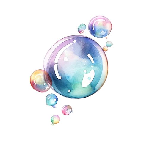 Premium Psd Soap Bubbles Isolated Watercolor Illustration