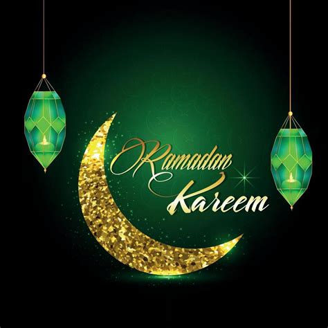 Ramadan Kareem Invitation Greeting Card With Islamic Lantern On