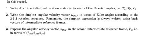 Solved Problem Points Recall The Eulerian Angles Chegg