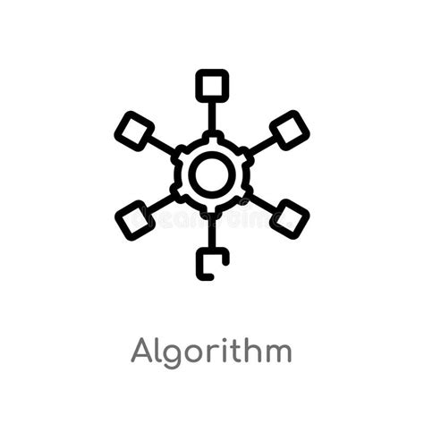 Icono Del Vector Del Algoritmo Del Esquema L Nea Simple Negra Aislada