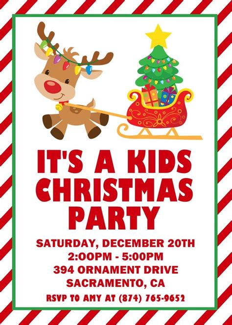 Kids Christmas Party Invitations | Kids christmas party, Christmas ...