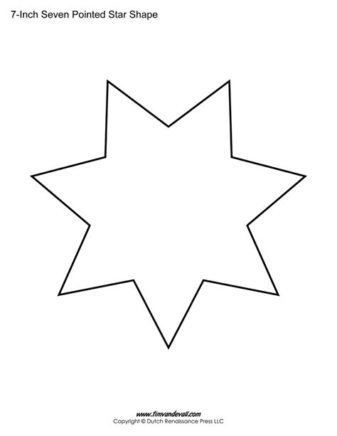 Seven Pointed Star Shape Templates | Blank Printable Shapes