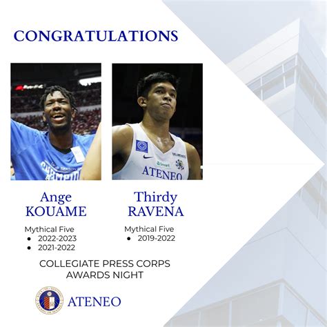 Ateneo Blue Eagles’ Ange Kouame and Thirdy Ravena to be honored at the ...