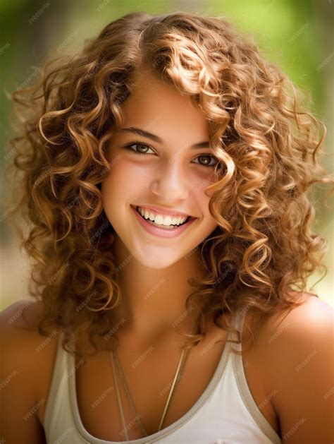 Premium Ai Image Portrait Photo Of Spanish Teenage Female Curly Hair