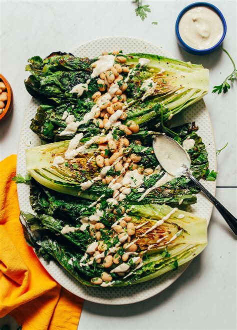 Grilled Romaine Caesar Salad & Herbed Beans | Minimalist Baker Recipes