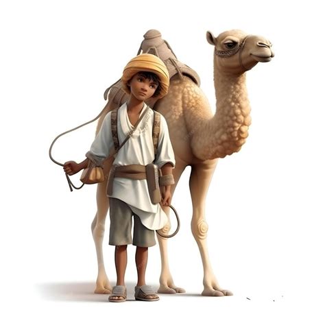 Premium Photo Camel Man With Camel Isolated On White Background 3d