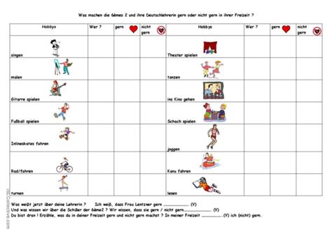 Was machen Schüler gern Deutsch DAF Arbeitsblätter pdf doc