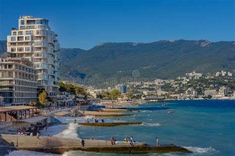 Crimea, Yalta, August 24, 2020: View of the Beaches and Coast of Yalta, Crimea Editorial Stock ...