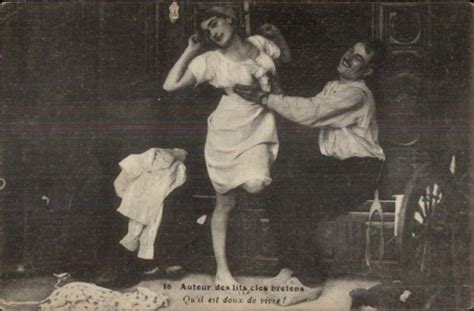 French Risque Man Holding Sexy Womans Breasts C1915 Postcard