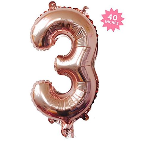 40 Inch Rose Gold Jumbo 3 Number Balloons Huge Giant Balloons Foil