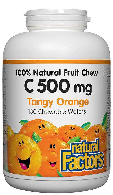 Natural Factors Fruit Flavor Chew Vitamin C Tangy Orange 500 Mg 180