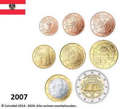 Oostenrijk UNC Set 2007 8 Munten Met 2 Euro Verdrag Van Rome Coins4all